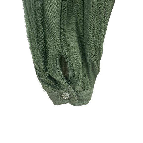 Maeve Anthropologie Audre Faux Wrap Surplice Shirt Green Striped Long Sleeve-XS - Picture 4 of 15